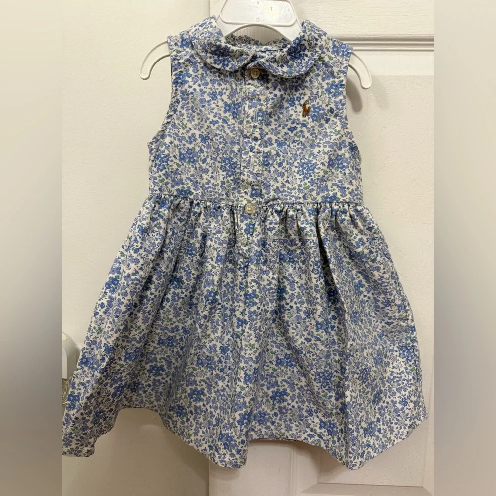 Polo by Ralph Lauren Blue Floral Kids Dress - Picture 1 of 2